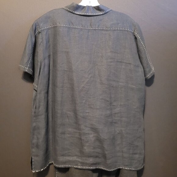 Vintage Neiman Marcus Linen Outfit Black Large 2 Pieces Women - Picture 9 of 14